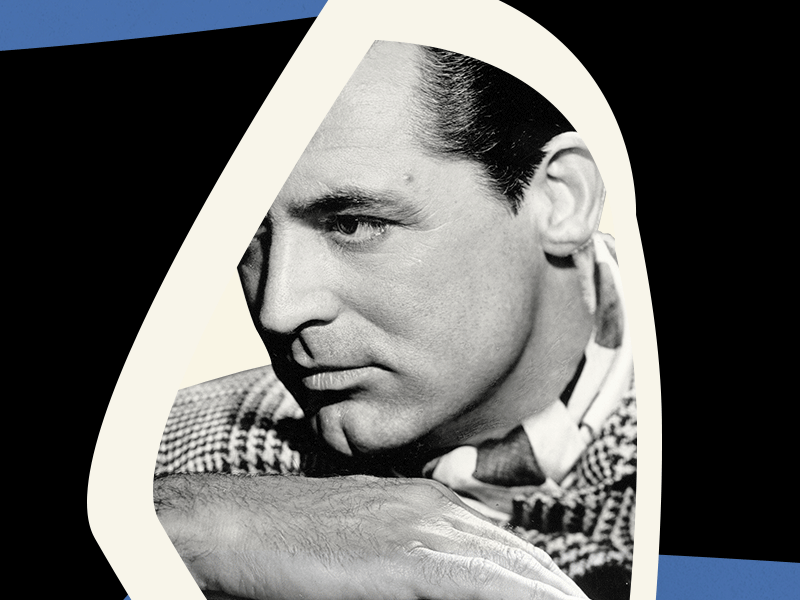 Cary Grant blue brown sans serif shape text
