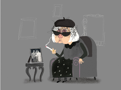 The cure for loneliness character design elder grandma illustration poster