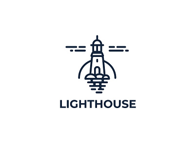 Lighthouse Logo branding design illustration logo monoline vector