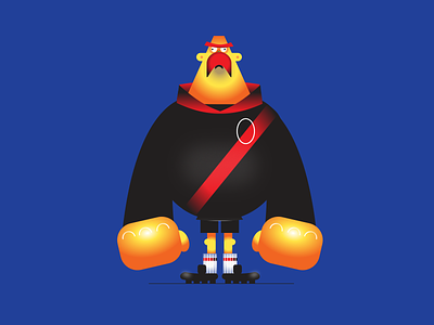 Rugby Grumby character dude fun massive rugby shapes unibrow vector weirdink