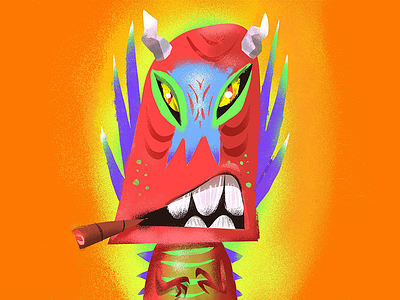 Dissolve Monstah with cigar character cigar colourful fun monster retro weirdink