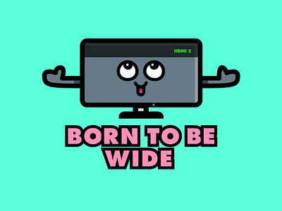 Born To Be Wide character fun hdmi led set tv vector