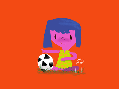 Footie Girl character digital girl illustration little midcentury painting retro