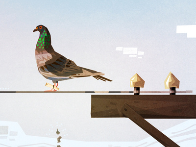 Pigeon clouds illustration pigeon post progress scene styleframe weirdink