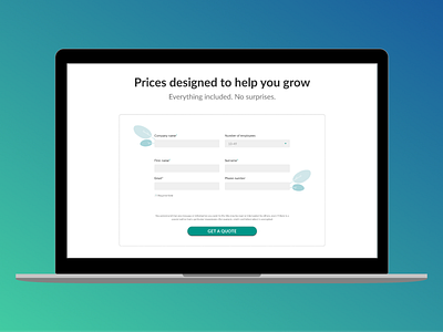 Custom Pricing - Contact Form contact form grow pricing ui ux web design website