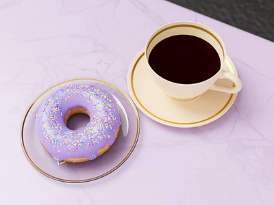 Breakfast 3d 3d illustration 3d modelling coffee donut illustration render tea