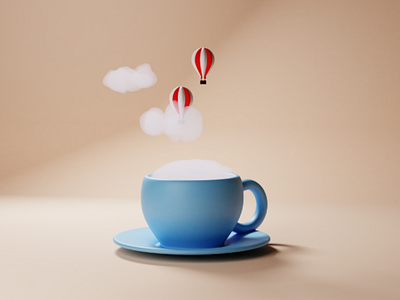 Tea cup 3d balloon cartoon coffee cup fantasy imagination tea