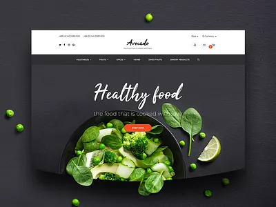 Avocado. Home Page ecommerce envato envatomarket extensions food fooddelivery modules nutrition opencart template themeforest ui ux