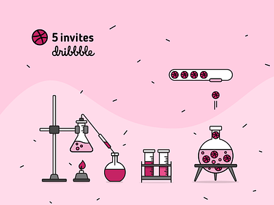 5 Invites chemistry icon illustraion invite