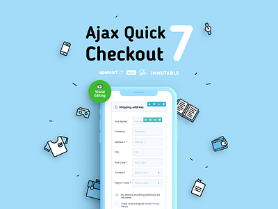 AQC checkout ecommerce extensions icon set icons illustration module modules opencart