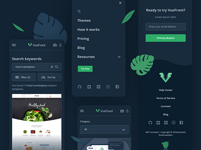 VueFront Dark Mode dark mode dark theme ecommerce illustraion magento opencart prestashop pwa spa ui ux vue vuefront vuejs