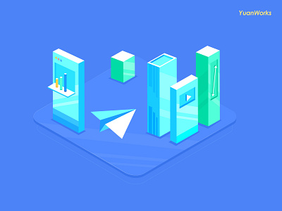 city of datas 2.5d abstract adobe app blue building cyan data design illustration isometric isometric design socialmedia ui ux vector web website