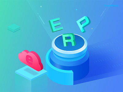 enterprise resource planning 2.5d abstract adobe app blue cloud cyan data design erp flat illustration isometric isometric design magenta square ui ux web website