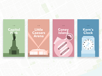 Detroit Landmarks collectible cards detroit illustration landmarks