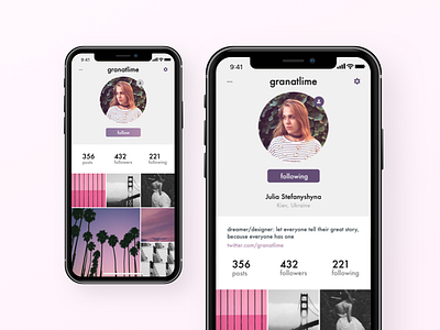 Profile screen app iphone iphonex material mobile profile ui ux