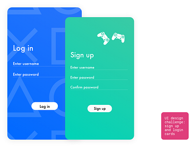 UI Challenge #1 - Sign up and login cards