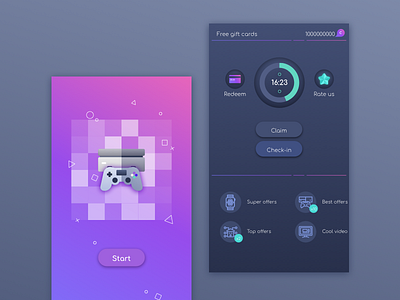 Minimalistic app app cards gamepad ui ux