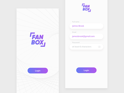 FanBox: splash and login screen app iphone login login screen mobile mobileapp splash splash screen ui ux