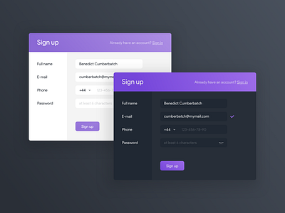 Sign up form dark ui form light ui sign up sign up form ui