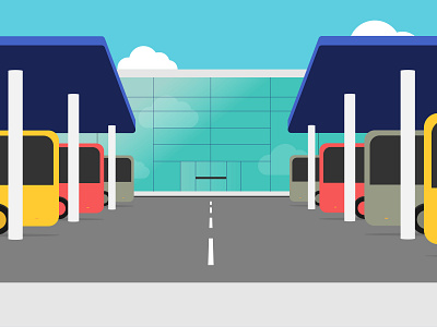 Bus station - Class Ninjas 2danimation animation bus flatdesign graphicdesign illustration motiongraphics scenario station