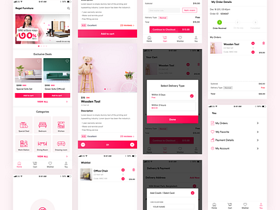 Regal Furniture Ecommerce Mobile App (Concept) android app design bangladesh business checkout clean ecommerce app fmcg furniture ios minimal order payment product service shop store ux wishlist