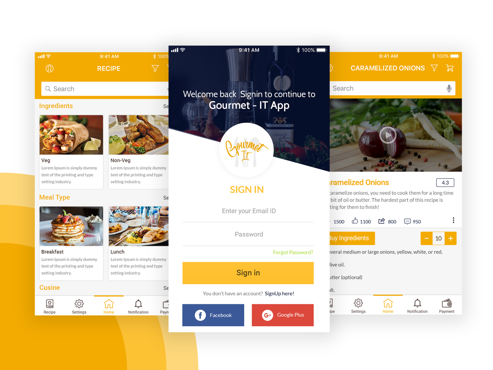 Gourmet Recipe App by Akash Deshmane on Dribbble
