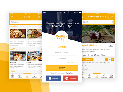 Gourmet Recipe App android app mobile recipe uidesign uiux