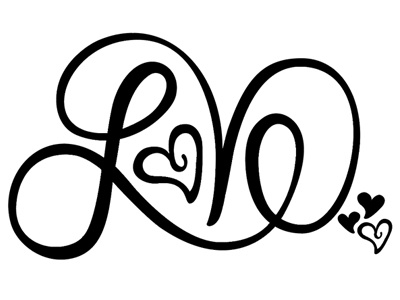 Love handlettering heart script lettering hand drawn love