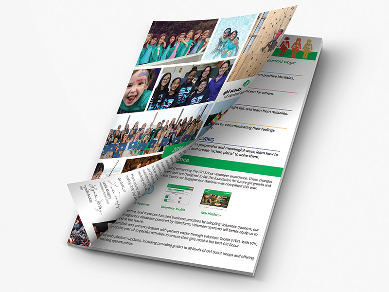 Annual Report print publication layout girl scouts annual report