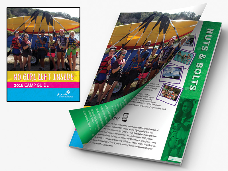 2018 Girl Scouts Camp Guide book design layout publication camp guide camping camp girl scouts