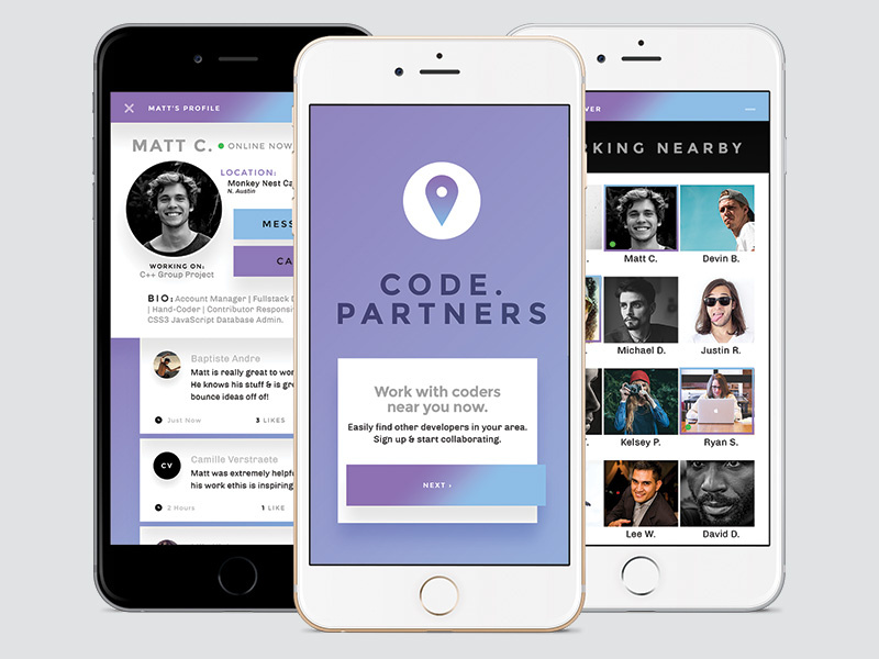 Code.Partners UI mockup social logo material design visual design app ui