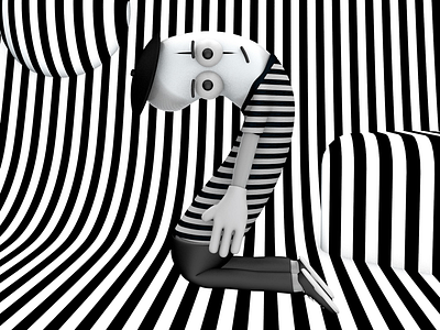 Numero deux 3d type bw character design mime typography