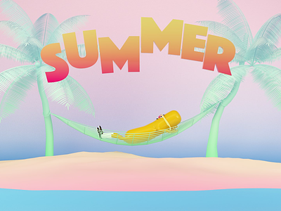 Summer is here 3d character design cinema4d holliday physical render summer typography