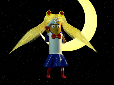 Sailor moon 3d adobe animation anime cartoons character cinema4d moon physical render sailor moon space super hero