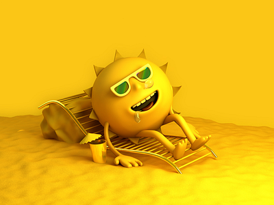 Mr. Sun character design cinema4d illustration summer