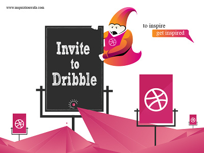 Dribbble Invite By Inspiration Wala draft dribbble free genie giveaway illustrator inspiration wala invite orange pencil pink