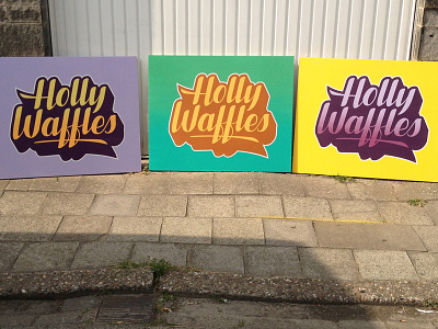 Holly Waffles custom type handlettering logotype paint script type design typography