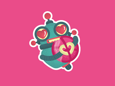 Robot is a fan of dribbles. Sticker design