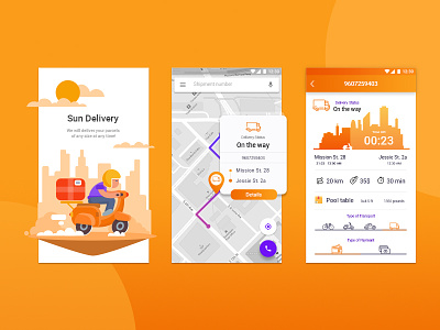 On-demand Delivery android app clean delivery design mobile on-demand parcel ui ux