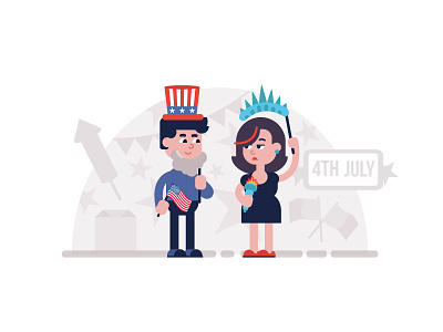 Happy Independence Day! Usa! 4th characters day flat illustration independence july of