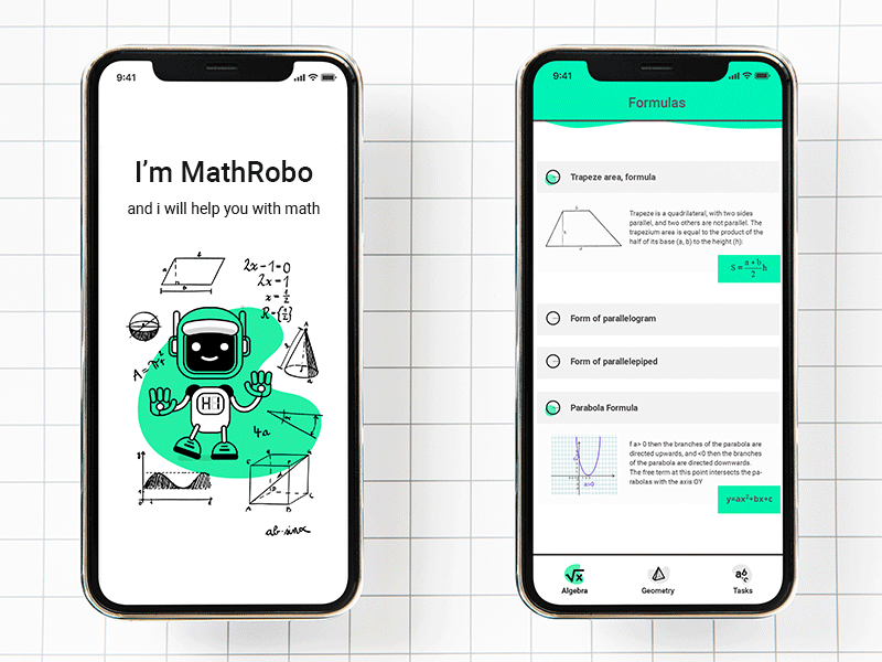 Mathrob - Math App UI 2d animation app characters clean design illustration math mathematics mobile robot simple ui vector