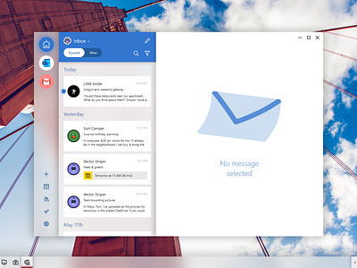 Windows London Mail adobexd app email fluent fluent design gmail inbox mail mailbox microsoft outlook ui ux windows windows 10 yahoo