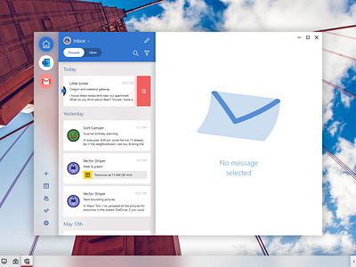 Windows London Mail adobexd app delete email fluent fluent design gmail inbox mail mailbox microsoft outlook swipe ui ux windows windows 10 yahoo