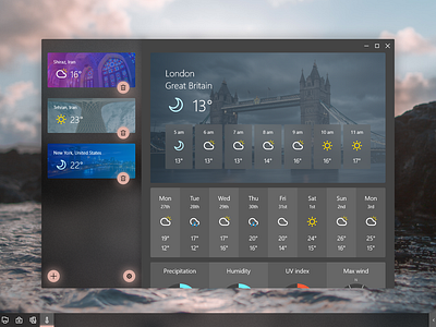 Windows London Weather adobexd app fluent fluent design forecast microsoft ui ux weather weather app weather forecast weather icon windows windows 10