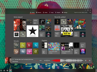 Windows London Groove adobexd album album art album cover app design fluent fluent design homepage microsoft music music app music player now playing player player ui ui ux windows windows 10