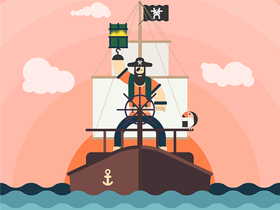 Captain Blue adobe captain character illustrator iran ocean pirate sea ship sunset tehran