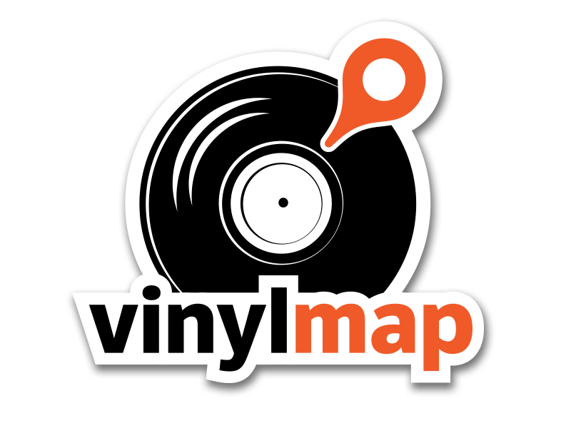 Vinyl Map Logo branding logo map orange and black record sticker vinyl