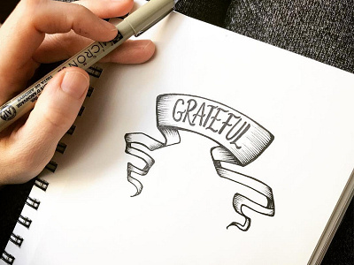 Grateful dailypractice drawing grateful handlettering lettering pen and ink sketchbook