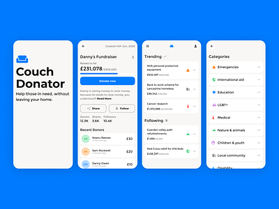 Fundraiser Concept app app design blue dailyui design fundraiser fundraising icons menu money app navigation product product design typography ui ux