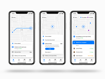 Drone Delivery Tracking app design delivery app design drone app map mobile app design pin product design tracking app ui uxdesign